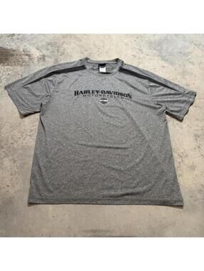 Y2K Harley Davidson Performance Gray Athletic Gym Motorcycle Tee XL Stripe Biker